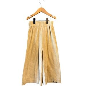 Kids Velvet Wide-Leg Joggers in Mustard